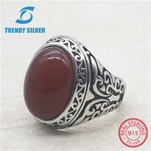 Load image into Gallery viewer, rose gold silver 925 fine jewelry man rings men accessories turquoise gemstone natural onyx agate wholesale TRENDY SILVER TCR845
