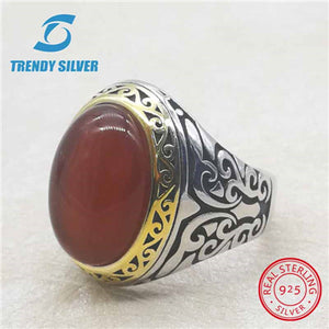 rose gold silver 925 fine jewelry man rings men accessories turquoise gemstone natural onyx agate wholesale TRENDY SILVER TCR845