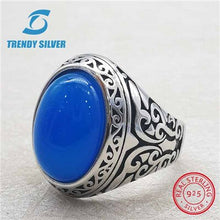 Load image into Gallery viewer, rose gold silver 925 fine jewelry man rings men accessories turquoise gemstone natural onyx agate wholesale TRENDY SILVER TCR845
