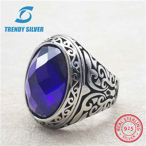 rose gold silver 925 fine jewelry man rings men accessories turquoise gemstone natural onyx agate wholesale TRENDY SILVER TCR845