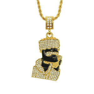 Hiphop Boy Zircon Pendant Necklace Hiphop Street Culture Titanium Stainless Steel Gold Chain Necklace Fashion Man Jewelry Gift