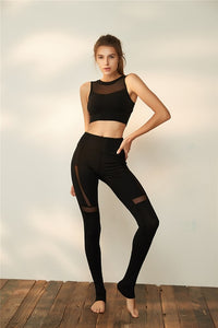 Women good quality gym workout fitness yoga bra leggings pants sets suit  black yoga bra pants