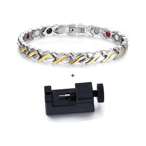 Vinterly Black Magnetic Bracelets for Women Chain Steel Magnetic Bracelet Benefits Germanium Punk Stainless Steel Bracelet Women