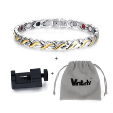 Load image into Gallery viewer, Vinterly Black Magnetic Bracelets for Women Chain Steel Magnetic Bracelet Benefits Germanium Punk Stainless Steel Bracelet Women
