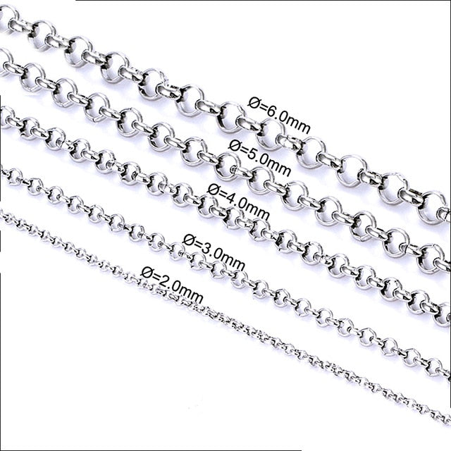 Aiovlo 2 3 4 5 6mm Stainless Steel Necklace O Link Necklace Chain Men Women Wholesale Accessories Chain for DIY Jewelry Making