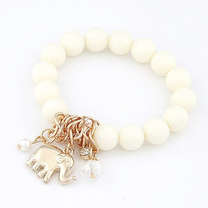 Hot Bohemian Bracelets Women Elephant Tassel Charm Bracelet Wooden Beads Couple Bracelet Vintage Boho Jewelry Elastic Pulseras