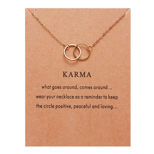 Rinhoo New Gold Color Karma Double Circle Alloy Choker Pendant Short Necklace Women Lady Jewelry Gift