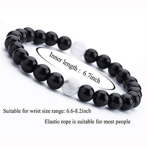 Fashion White Turquoises Beads Bracelet Men Natural Lava Stone Elastic Bracelets for Women Opal Healing Jewelry Pulsera Hombre