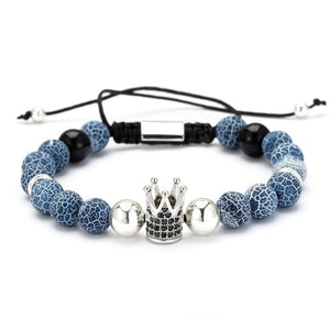 Fashion CZ Crown Charm Bracelet Men Women 2019 Trendy Natural Stone Bead Braided Macrame Bracelet Jewelry Gift Pulsera Hombre