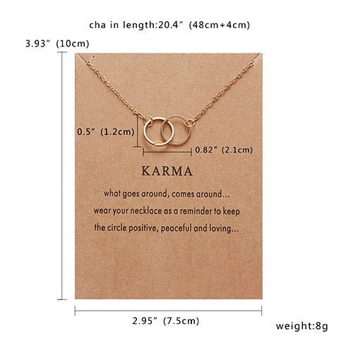 Rinhoo New Gold Color Karma Double Circle Alloy Choker Pendant Short Necklace Women Lady Jewelry Gift