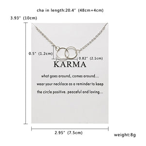 Rinhoo New Gold Color Karma Double Circle Alloy Choker Pendant Short Necklace Women Lady Jewelry Gift