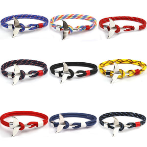 Eif Dock Trend Anchor Bracelet Silver Whale Tail Men Survival Rope Bracelet Men Male Women Jewelry Simple Hook Bracelts 2020