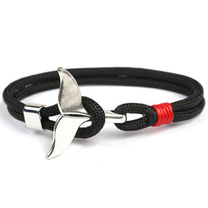 Eif Dock Trend Anchor Bracelet Silver Whale Tail Men Survival Rope Bracelet Men Male Women Jewelry Simple Hook Bracelts 2020