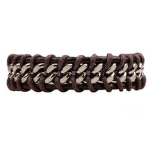 Load image into Gallery viewer, ZORCVENS Unique design Bracelet Mens Gift Black/Brown Leather Knitted Magnetic Clasp Bracelets &amp; Bangles Men Jewelry
