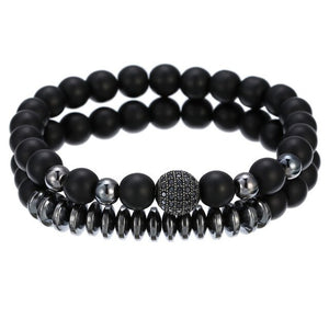 Bracelet Woman Men 8mm CZ Leopard Bracelet Set Charms Jewelry Hematite Stone Couple Lover Bracelets Bangles Pulseira Masculina