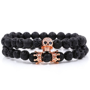 Bracelet Woman Men 8mm CZ Leopard Bracelet Set Charms Jewelry Hematite Stone Couple Lover Bracelets Bangles Pulseira Masculina