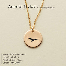 Load image into Gallery viewer, eManco Engrave Peace Dove Pendant Necklace for women Cute Animal Necklace women 316L Stainless Steel Necklace Jewelry
