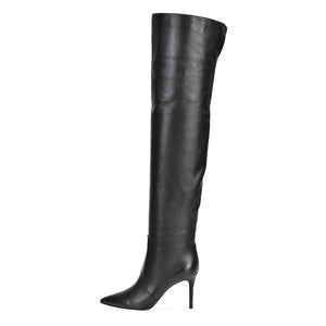 Pointed Toe Woman Over the Knee Boots Slip On Long Boot Simple Classic Soft Leather Ladies Plus Size Wholesale 2019 Winter shoes