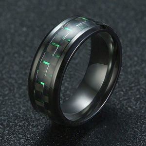 Vnox Carbon Fiber Ring Man Stainless Steel Metal Black Party Jewelry 4 Color