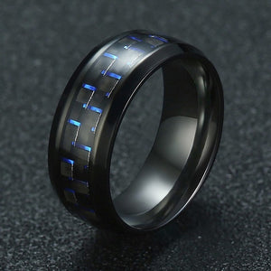 Vnox Carbon Fiber Ring Man Stainless Steel Metal Black Party Jewelry 4 Color