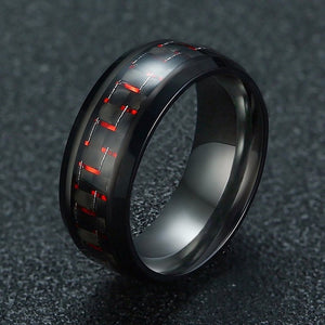 Vnox Carbon Fiber Ring Man Stainless Steel Metal Black Party Jewelry 4 Color