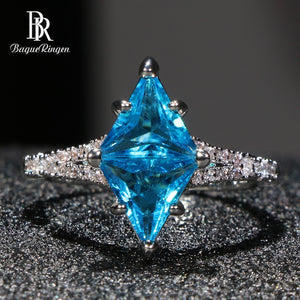 Bague Ringen New arrival women rings silver 925  jewlery with blue sapphire gemstones Wedding Engagement  gifts size 6-10