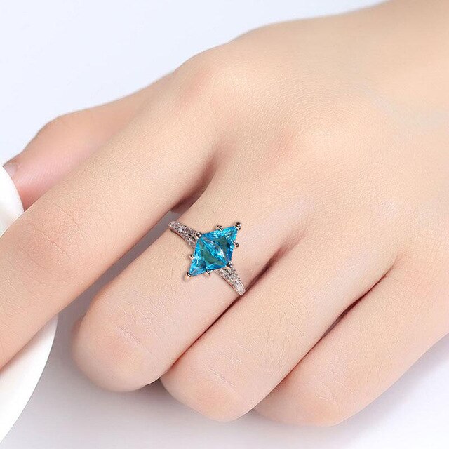 Bague Ringen New arrival women rings silver 925  jewlery with blue sapphire gemstones Wedding Engagement  gifts size 6-10