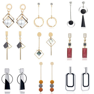 New Fashion Korean Earrings 2019 Flower Geometric Long Asymmetry Circle Ear Acrylic Big Dangling Earrings Women Valentine Gifts