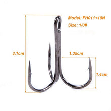 Load image into Gallery viewer, 100pcs Sharp Anchor Hook Size 2#-3/0# Sea Fishing Hooks Treble Hook Triple Hooks For Fishing Anzol De Pesca Catfish
