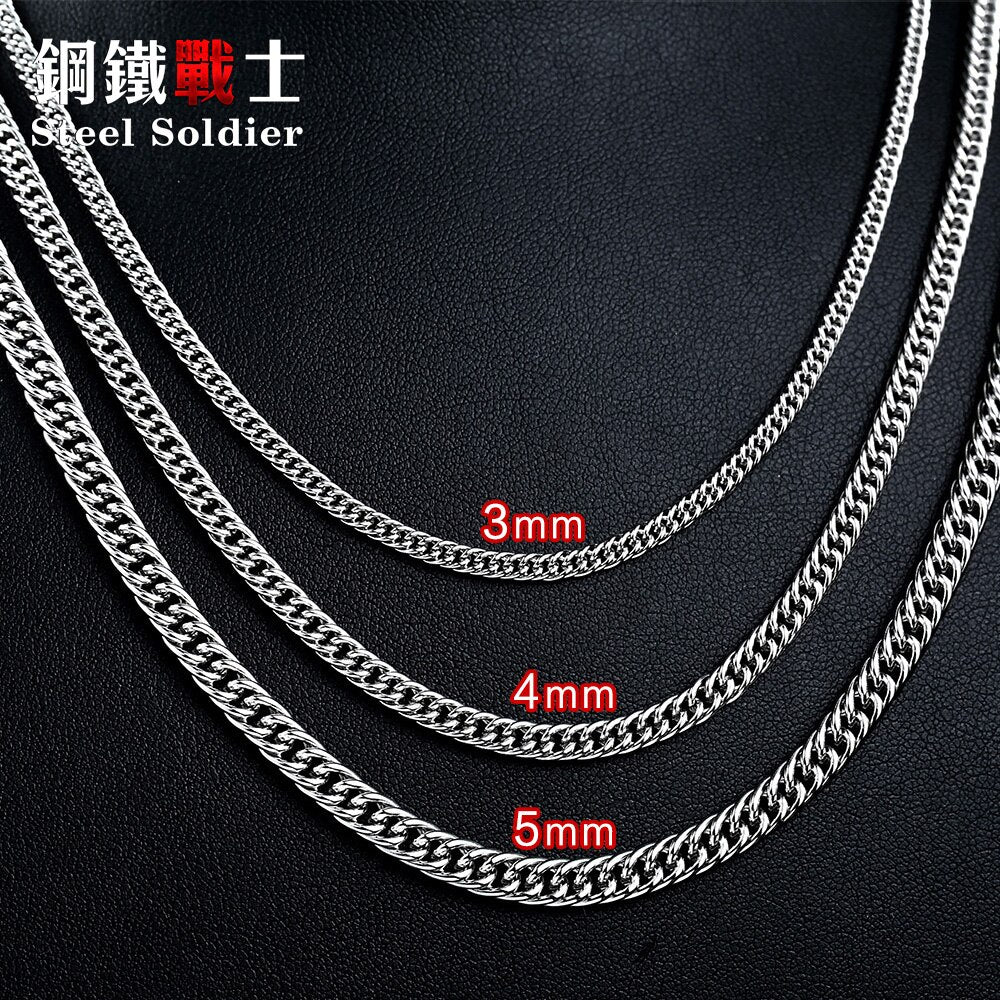 steel soldier retail & Wholesale factory price Man Chain Flat Necklace For Stainless Steel Man's Fashion Cheap Necklace Jewelry