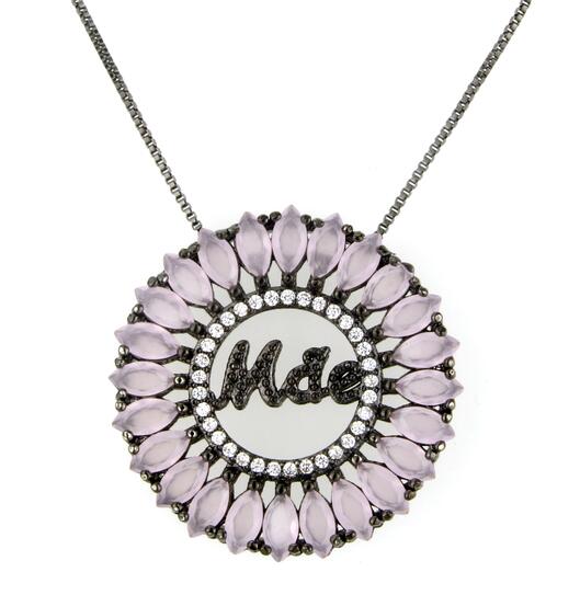 SUNSLL 2 Color Copper Cubic Zirconia Mae Diameter 3cm Round Pendant Necklaces Women's fashion Jewelry Colar Feminina