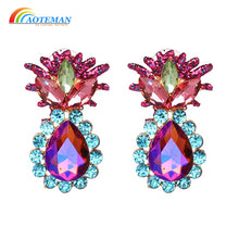 Load image into Gallery viewer, AOTEMAN Hot Sale 4 colors Crystal Earrings Women Flower Drop Earrings Wholesale Statement Jwewlry For Party
