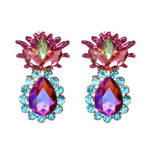 AOTEMAN Hot Sale 4 colors Crystal Earrings Women Flower Drop Earrings Wholesale Statement Jwewlry For Party