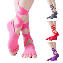 Load image into Gallery viewer, Women&#39;s High Quality Bandage Yoga Socks Anti Slip Quick-Dry   Pilates Ballet Socks Good Satch Cotton Yoga Socks
