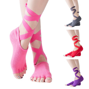 Women's High Quality Bandage Yoga Socks Anti Slip Quick-Dry   Pilates Ballet Socks Good Satch Cotton Yoga Socks