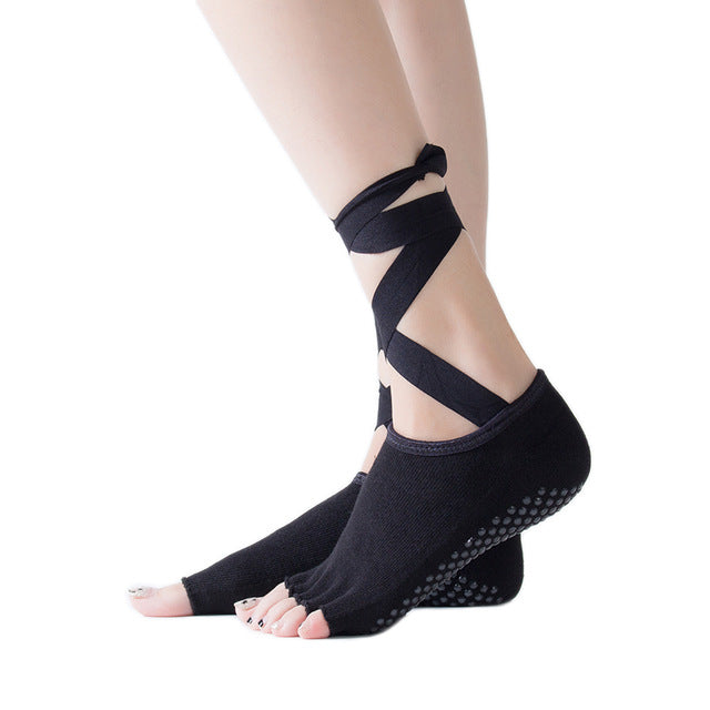 Women's High Quality Bandage Yoga Socks Anti Slip Quick-Dry   Pilates Ballet Socks Good Satch Cotton Yoga Socks