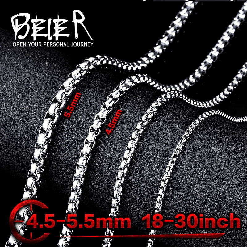 Beier stainless steel necklace twist 2.5mm-5.5mm trendy chain necklace boy man necklace chain Silver Color BN1010