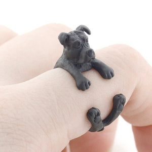 Fei Ye Paws Viking Boho Pit Bull Wrap Dog Ring For Women  Floopy Ears Pitbull Staffordshire Bull Animal Rings Men Girls Gifts